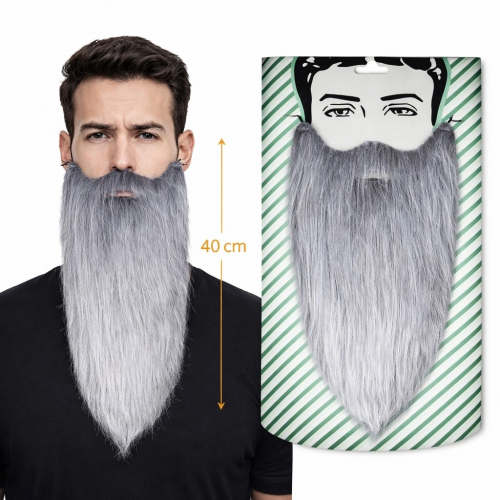 Gri Renk Lastikli Uzun Takma Sakal 40 Cm Gri Renk Lastikli Uzun Takma Sakal 40 Cm