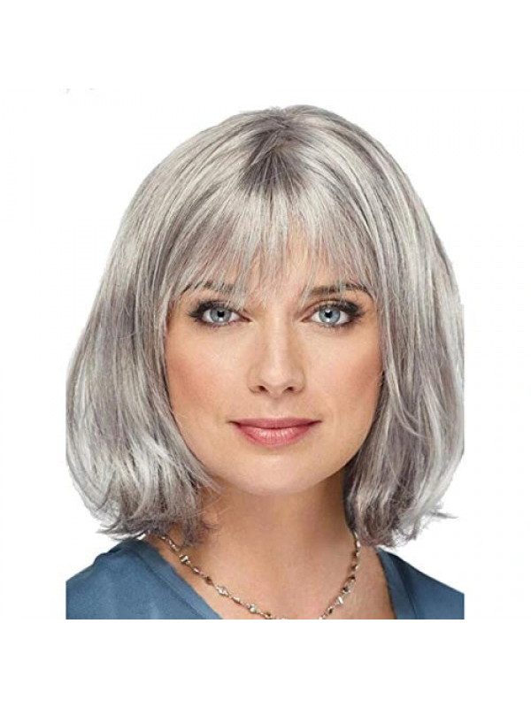 Gri Renk Yaşlı Peruğu Kısa Saç Kısa Peruk Gri Teyze Peruğu&hellip;