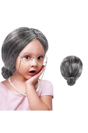 Gri Renk Yaşlı Peruğu Takma Saç Büyükanne Peruğu Yetişkin Çoc… Gri Renk Yaşlı Peruğu Takma Saç Büyükanne Peruğu Yetişkin Çoc…