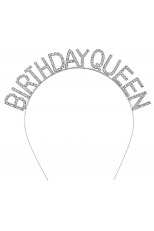 Gümüş Renk Kristal Taşlı Parlak Birthday Queen Yazılı Kraliçe Taç&hellip;