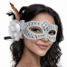 Gümüş Renk Tüylü Balo Maskesi Kadın Parti Aksesuarı