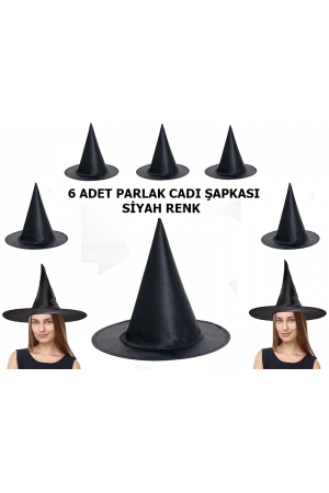 Halloween Siyah Renk Parlak Dralon Cadı Şapkası Yetişkin Ve Çocuk Uyu&hellip;
