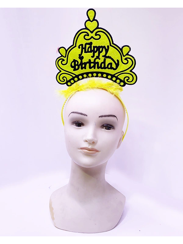 Happy Birthday Neon Sarı Renk Doğum Günü Tacı 24x15 Cm&hellip;