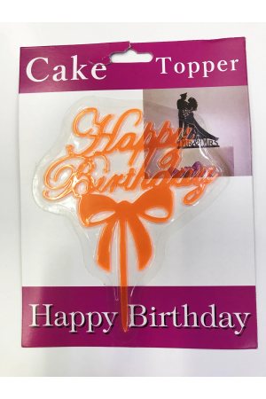 Happy Birthday Yazılı Fiyonklu Pasta Kek Çubuğu Turuncu Renk&hellip;