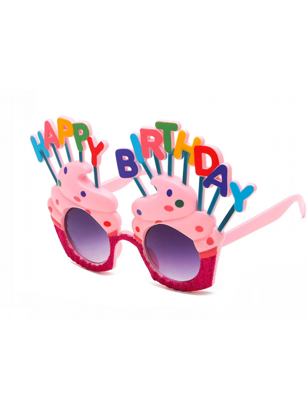 Happy Birthday Yazılı Pembe Fuşya Renk Parti Gözlüğü 12x7 Cm&hellip;