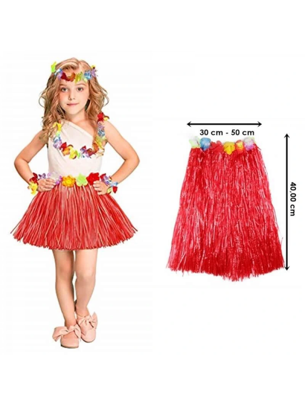 Hawaii Hula Eteği Kırmızı Renk 40 Cm&hellip;