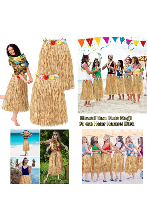 Hawaii Tarzı Hula Eteği – 60 Cm Hasır Naturel Etek&hellip;