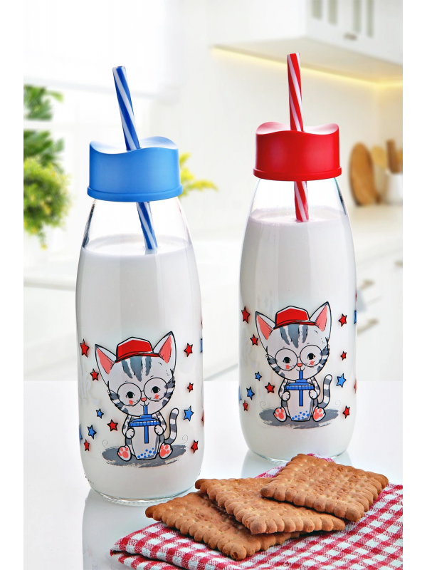 Hayvan Figürlü Pipetli Su Ve Süt Şişesi Cam 500 Ml&hellip;