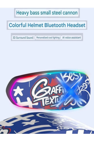 Helmet Graffiti Motor Kask Kulaklık Rgb Modlu Su Geçirmez 6.0 Blueto…