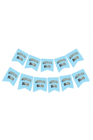 Hoşgeldin Oğlum Yazılı Mavi Üzeri Gümüş Yeni Doğan Bebek Doğum S&hellip;