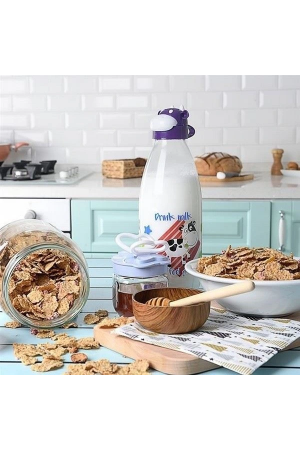 İnek Tasarımlı Sevimli Cam Suluk - Süt Şişesi 1000 Ml…