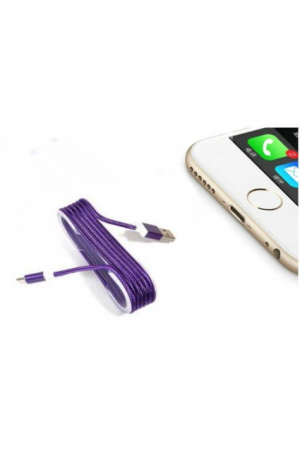 İphone Örgü Şeklinde Renkli Çelik Şarj Data Kablosu - Mor&hellip;