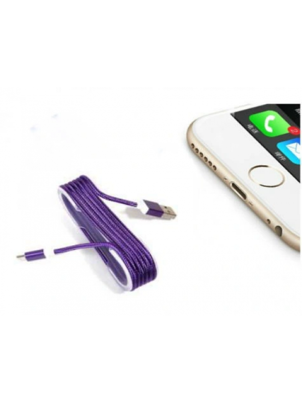 İphone Örgü Şeklinde Renkli Çelik Şarj Data Kablosu - Mor&hellip;