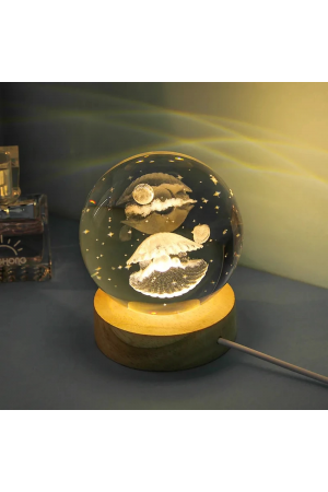 Işıklı Ahşap Altlıklı Cam Küre…