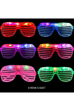 Işıklı Panjur Şeritli Led Parti Gözlüğü 6 Renk 6’lı Set&hellip;