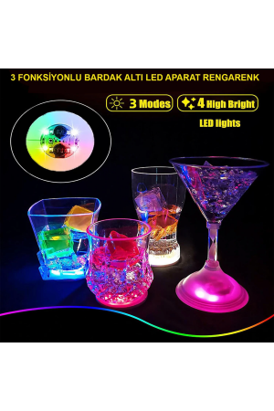 Işıklı Yapışkanlı Bardak Altı Aparatı Ledli 3 Modlu 6 Cm Çap 1 Ad&hellip;