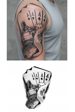 İskambil Dolar Zar Geçici Dövme Şablonu Büyük Boy&hellip;