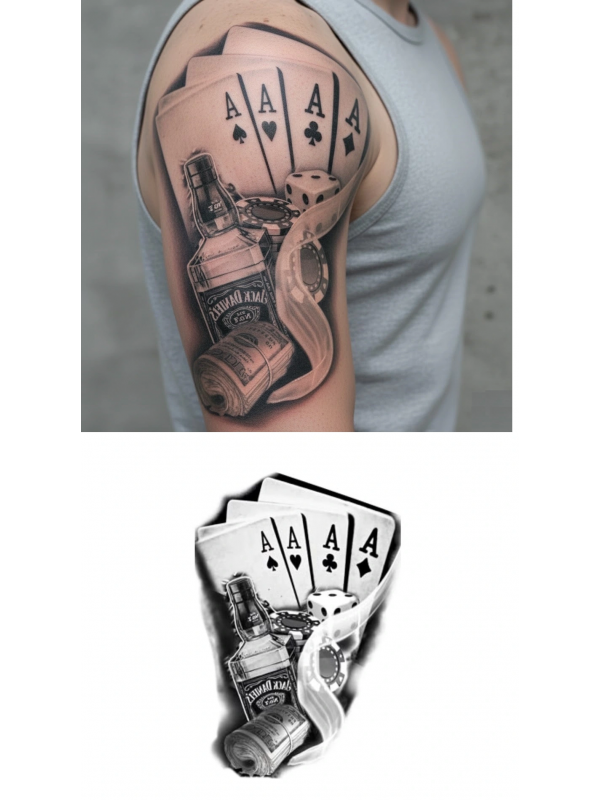 İskambil Dolar Zar Geçici Dövme Şablonu Büyük Boy&hellip;