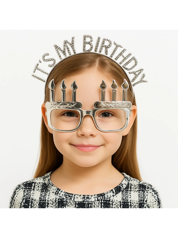 İt's My Birthday Yazılı Taç Ve Mum Şekilli Gözlük Seti Güm&hellip;