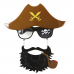 Kahve Renk Şapkalı Siyah Sakallı Pipolu Jack Sparrow Denizci Korsan Gözlüğü 24x25 Cm
