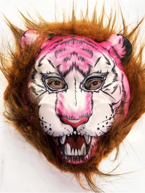 Kahverengi Saçlı Pembe Yüz Kurt Maske Kaplan Maske Mega Peluş 26 No&hellip;