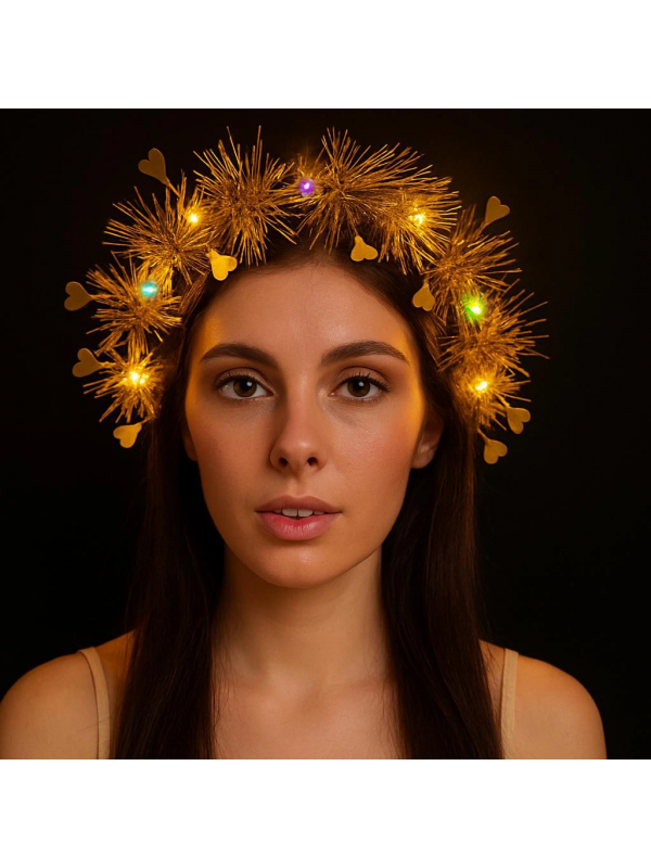 Kalp Püsküllü Gece Parıltısı 3 Modlu Led'li Işıklı Taç A… Kalp Püsküllü Gece Parıltısı 3 Modlu Led'li Işıklı Taç A…