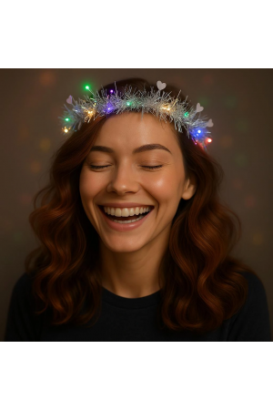 Kalp Püsküllü Gece Parıltısı 3 Modlu Led'li Işıklı Taç G&hellip;