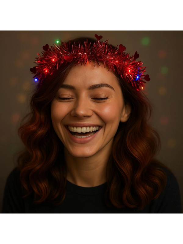 Kalp Püsküllü Gece Parıltısı 3 Modlu Led'li Işıklı Taç K… Kalp Püsküllü Gece Parıltısı 3 Modlu Led'li Işıklı Taç K…