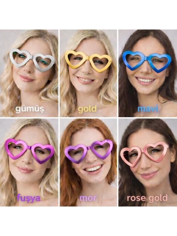 Kalp Şekilli Parti Gözlüğü 12 Adet – 6 Renk ( Camsız )&hellip;