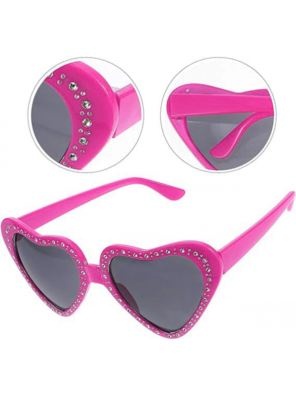 Kalp Şekilli Taşlı Parti Gözlüğü Pembe Renk 6x16 Cm&hellip;