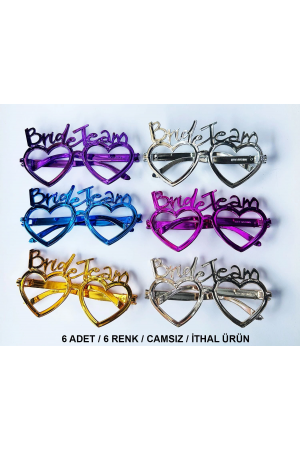 Kalpli Bride Team Gözlük Seti 6 Renk - Kına & Düğün Partileri İ&hellip;