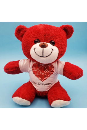 Kalpli Seni Seviyorum Tişörtlü Kırmızı Ayıcık…