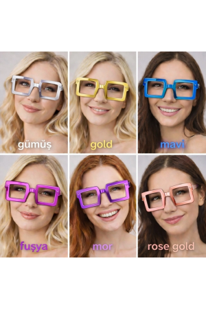 Kare Şekilli Parti Gözlüğü 12 Adet – 6 Renk ( Camsız )&hellip;