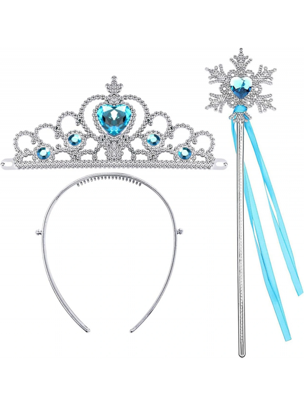 Karlar Ülkesi Elsa Mavi Kalp Tacı Ve Kar Temalı Asa Seti&hellip;