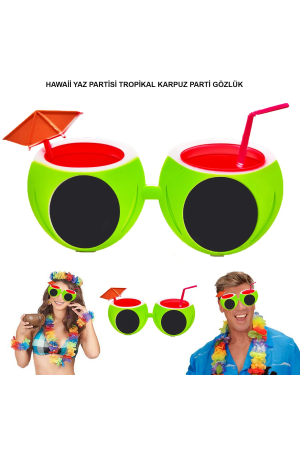 Karpuz Şekilli Tropikal Hawaii Yaza Merhaba Parti Gözlüğü&hellip;