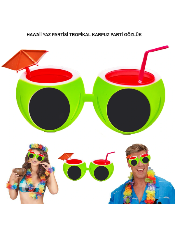 Karpuz Şekilli Tropikal Hawaii Yaza Merhaba Parti Gözlüğü&hellip;