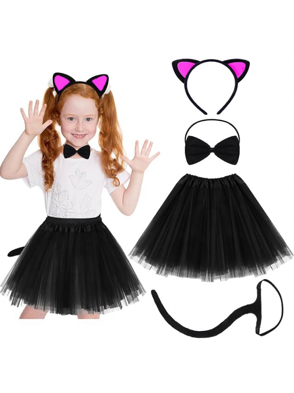 Kedi Kulak Taç Etek Kuyruk Ve Papyon 4 Lü Set Çocuk Fuşya&hellip;