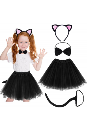 Kedi Kulak Taç Etek Kuyruk Ve Papyon 4 Lü Set Çocuk Pembe&hellip;