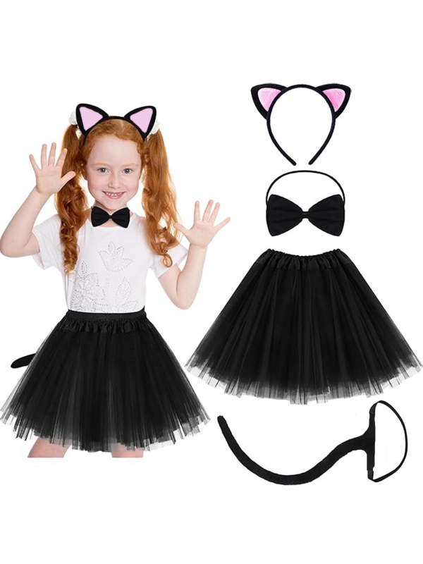 Kedi Kulak Taç Etek Kuyruk Ve Papyon 4 Lü Set Çocuk Pembe&hellip;