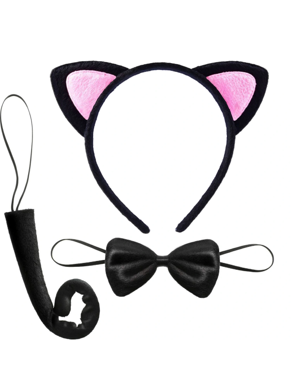 Kedi Kulak Taç Kuyruk Ve Papyon 3 Lü Set Çocuk Boy Pembe Renk&hellip;