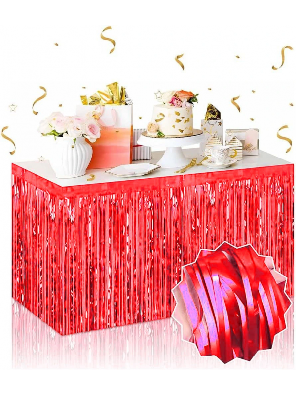 Kendinden Yapışkanlı Kırmızı Metalize Püsküllü Masa Eteği – 75&hellip;