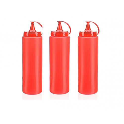 Ketçap Şişesi - 1000ml Dev Boy Kırmızı 3 Adet