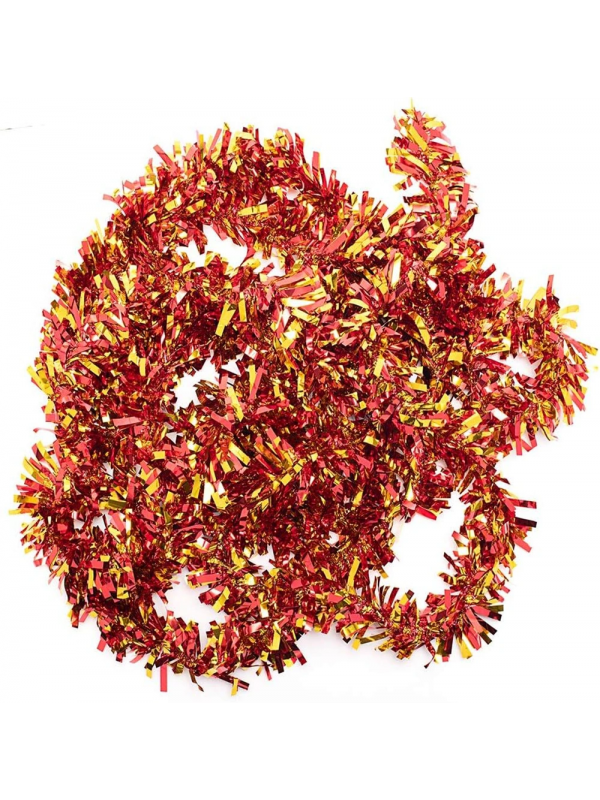 Kırmızı Altın Renk 4 Cm Genişlik Garland Çift Renk Sim Süs 180 Cm&hellip;