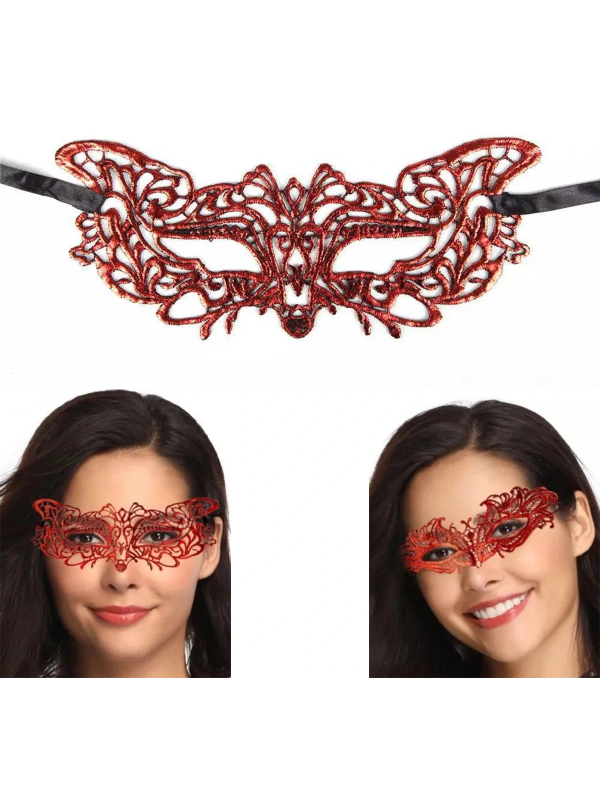 Kırmızı Dantel Masquerade Maskesi 9 No&hellip;