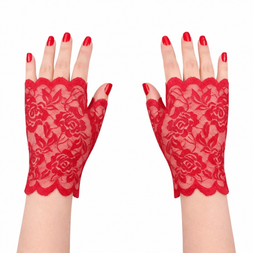 Kırmızı Dantel Parmaksız Kısa Eldiven Kırmızı Dantel Parmaksız Kısa Eldiven