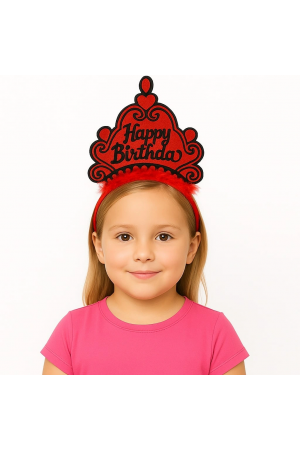 Kırmızı Happy Birthday Prenses Tacı – Doğum Günü Taç Aksesuarı&hellip;