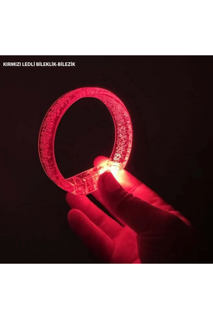 Kırmızı Led Işıklı Baskı Yapılabilen Pilli Bileklik Bilez&hellip;