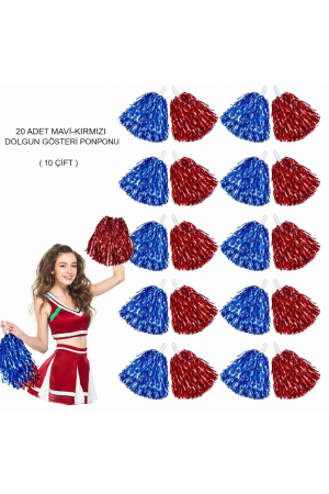 Kırmızı Mavi Metalik Dolgun Gösteri Ponponu 20 Adet (10 Çift)&hellip;