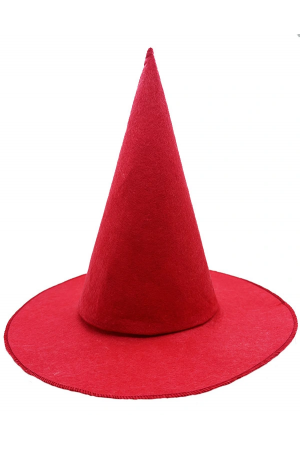 Kırmızı Renk Keçe Cadı Şapkası Yetişkin Çocuk Uyumlu 35x38 Cm&hellip;