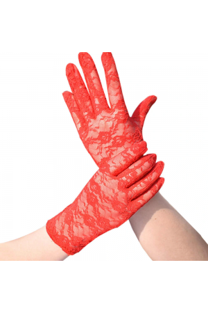 Kırmızı Renk Kısa Dantelli Eldiven&hellip;